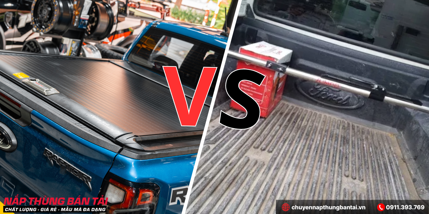 So sánh Nắp thùng cuộn cơ OPTION ROLL Ford RAPTOR 2023 với Nắp thùng cố định?