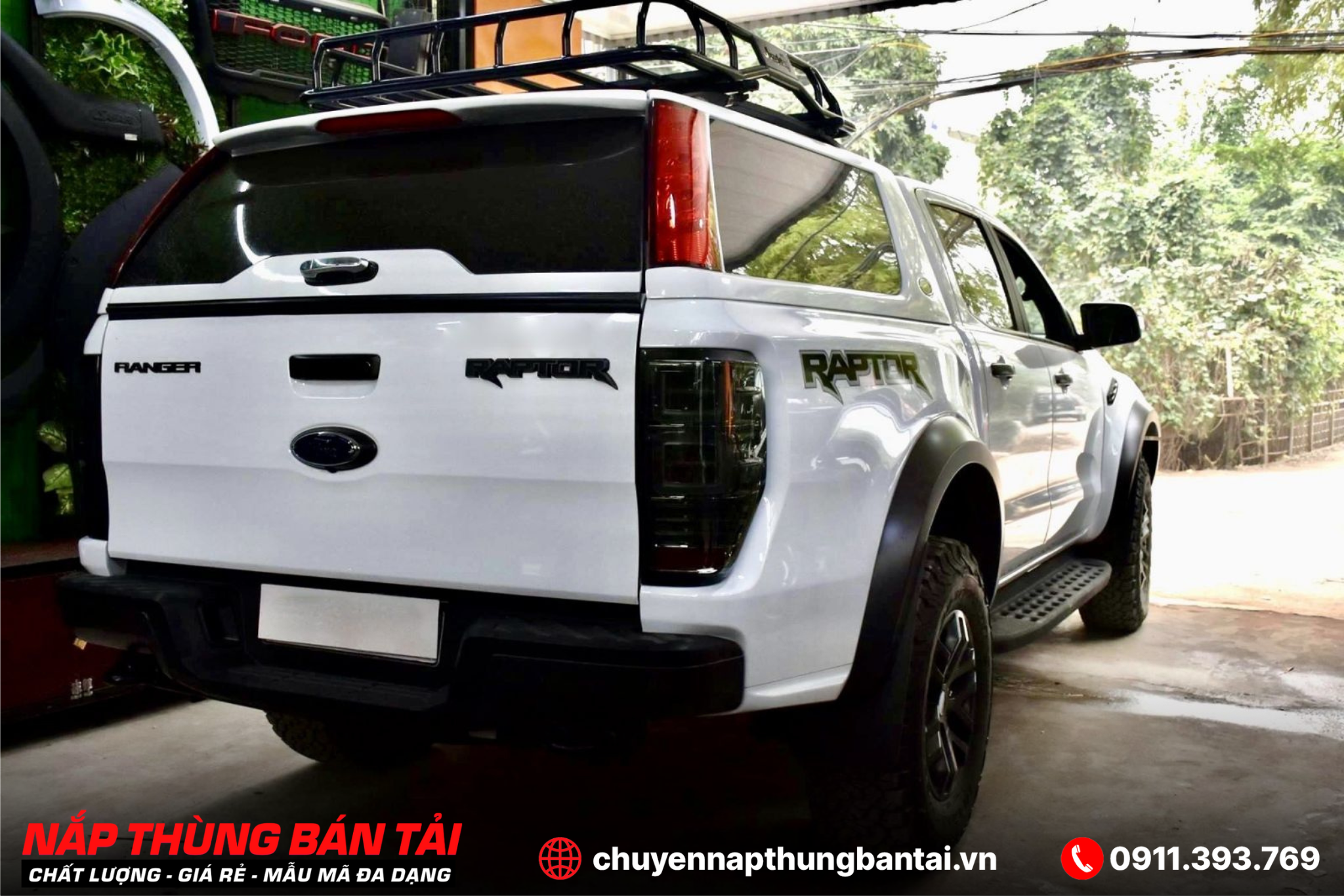 Nắp thùng cao Ford Ranger Raptor (Đời 2018 - 2022) (Có đèn)